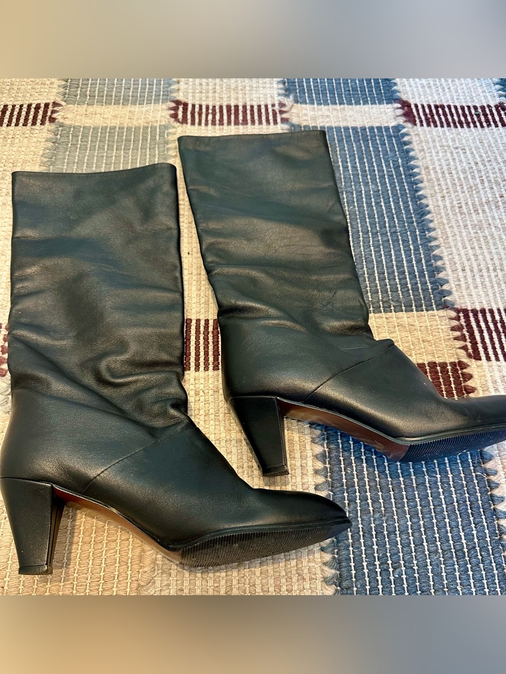 Vintage Joyce Black Leather Mid-Calf Boots - Picture 2 of 7